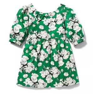 Janie & Jack Girls Green Dress Sz 6 Jade Bow Floral Special Occasion Wedding